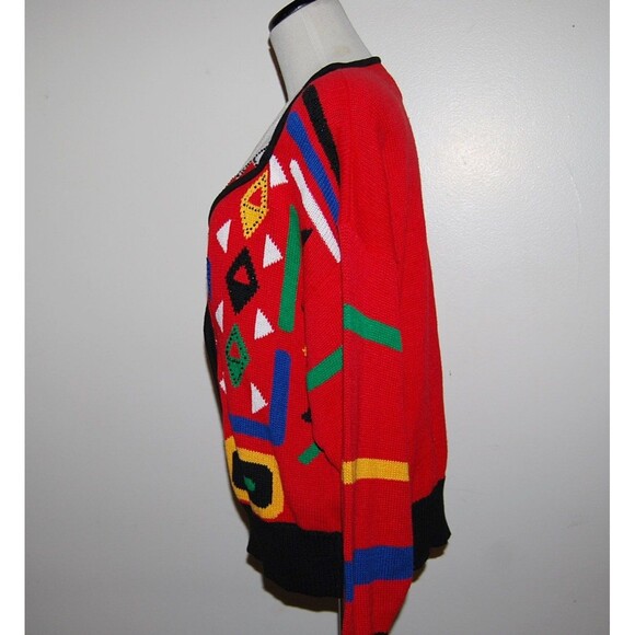 Vintage Sweater Red Aztec,  Hipster,  Retro Santoria - Picture 3 of 5